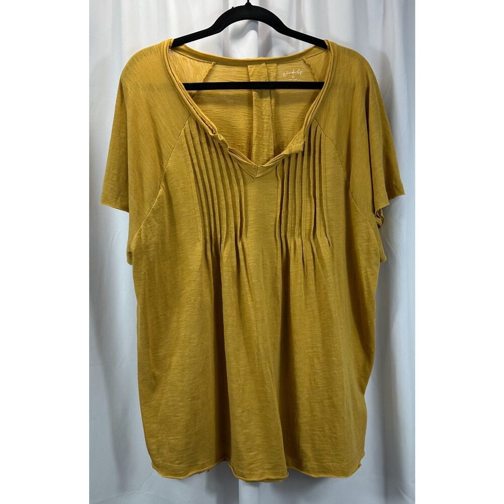 Wonderly Mustard Yellow Pleated Top